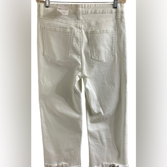 NWT INC DENIM WOMENS WIDE LEG HIGH RISE CROP BRIGHT WHITE FRAYED 8/29 - Picture 2 of 9
